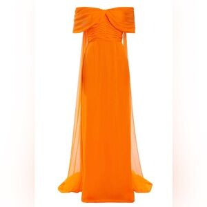 MARKARIAN Anthea Tangerine Off-The-Shoulder
Gown Maxi Silk Dress